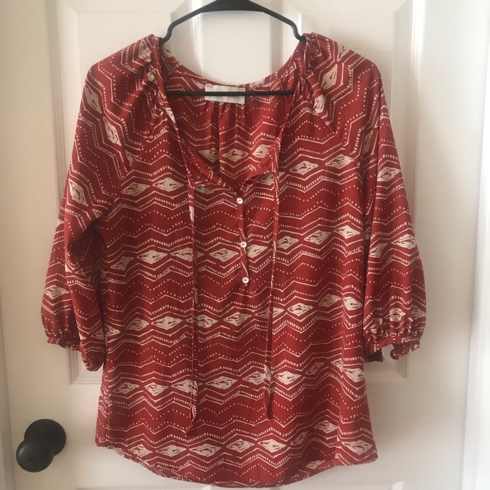 Orange Aztec Print Blouse